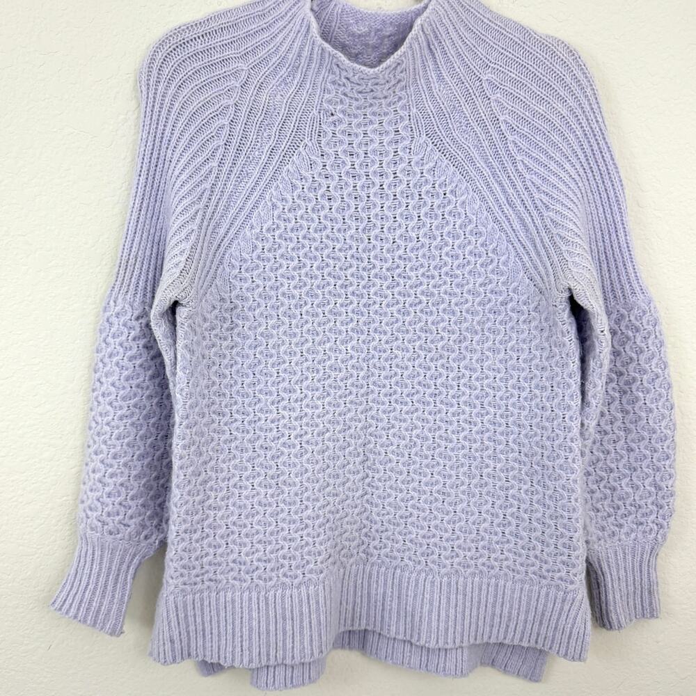 Anthropologie Womens Bia Mock Neck Sweater Size S Textured Alpaca Blend Lavender